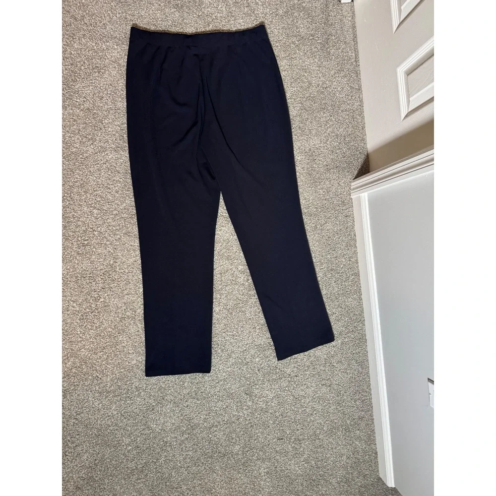 Susan Graver Minimalist Liquid Knit Black Straight Leg Pants Womens Large L